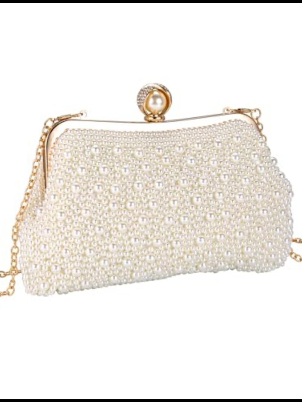 Pearl Clutch Full Beaded Rhinestone Evening Crossbody Handbag Wedding Formal